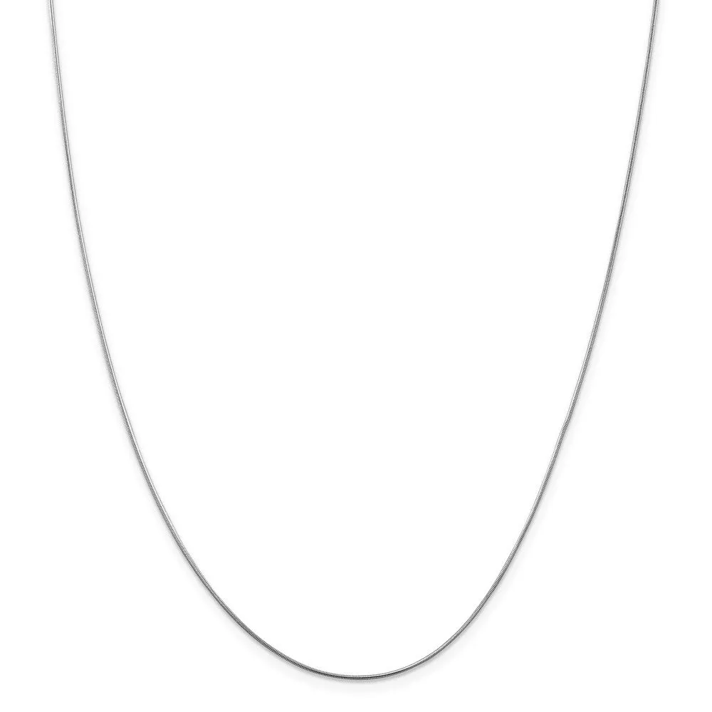0.8mm 14k White Gold Solid Round Snake Chain Necklace