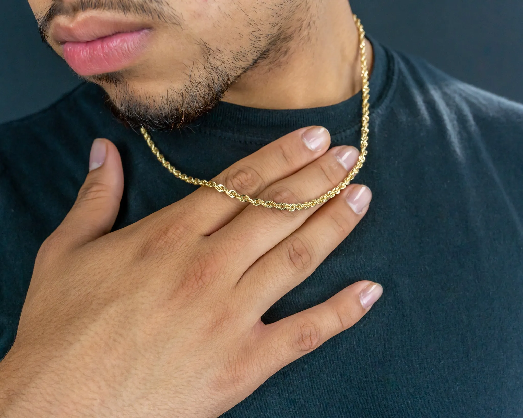 10K Yellow Gold Solid Rope Chain 3mm