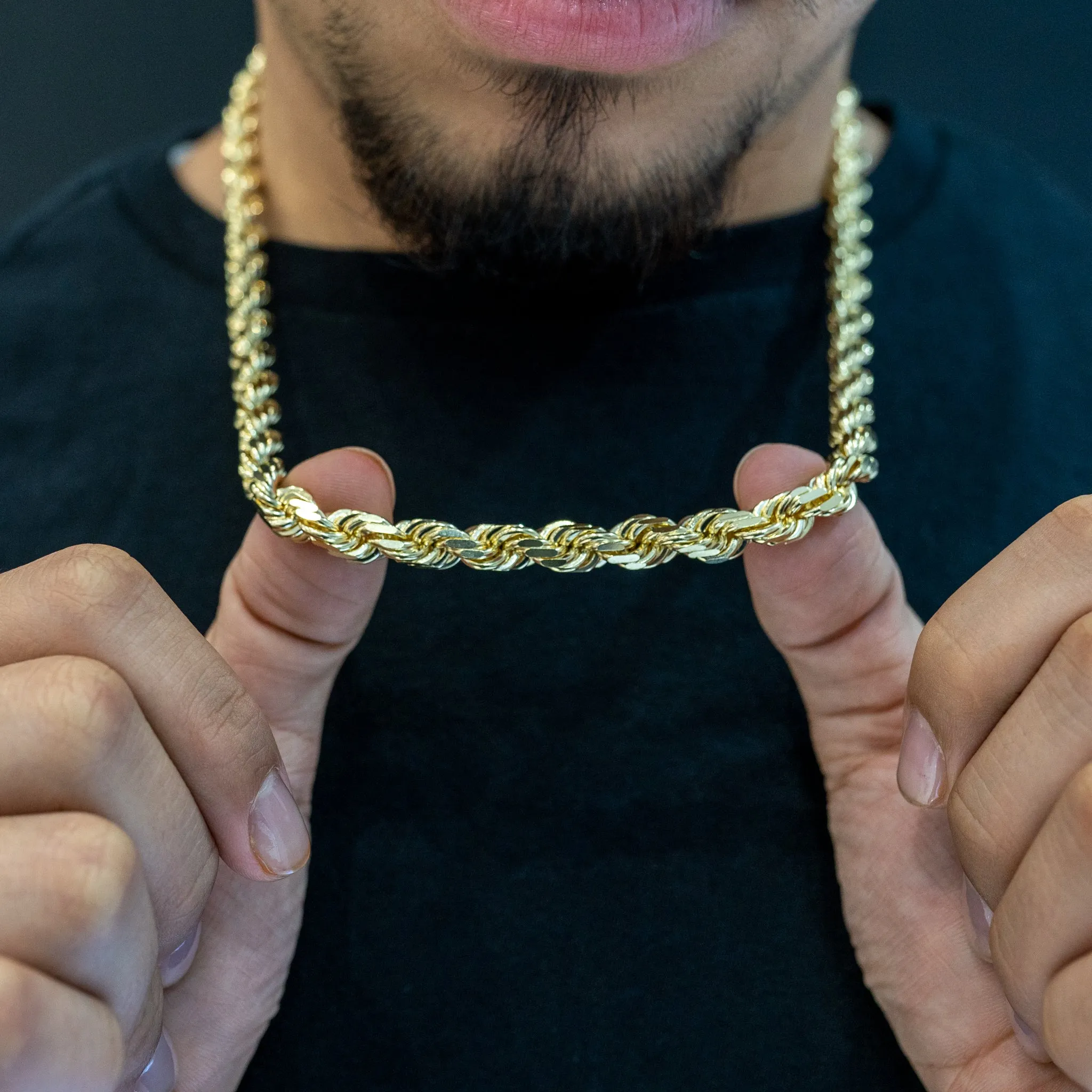 10K Yellow Gold Solid Rope Chain 6.5mm