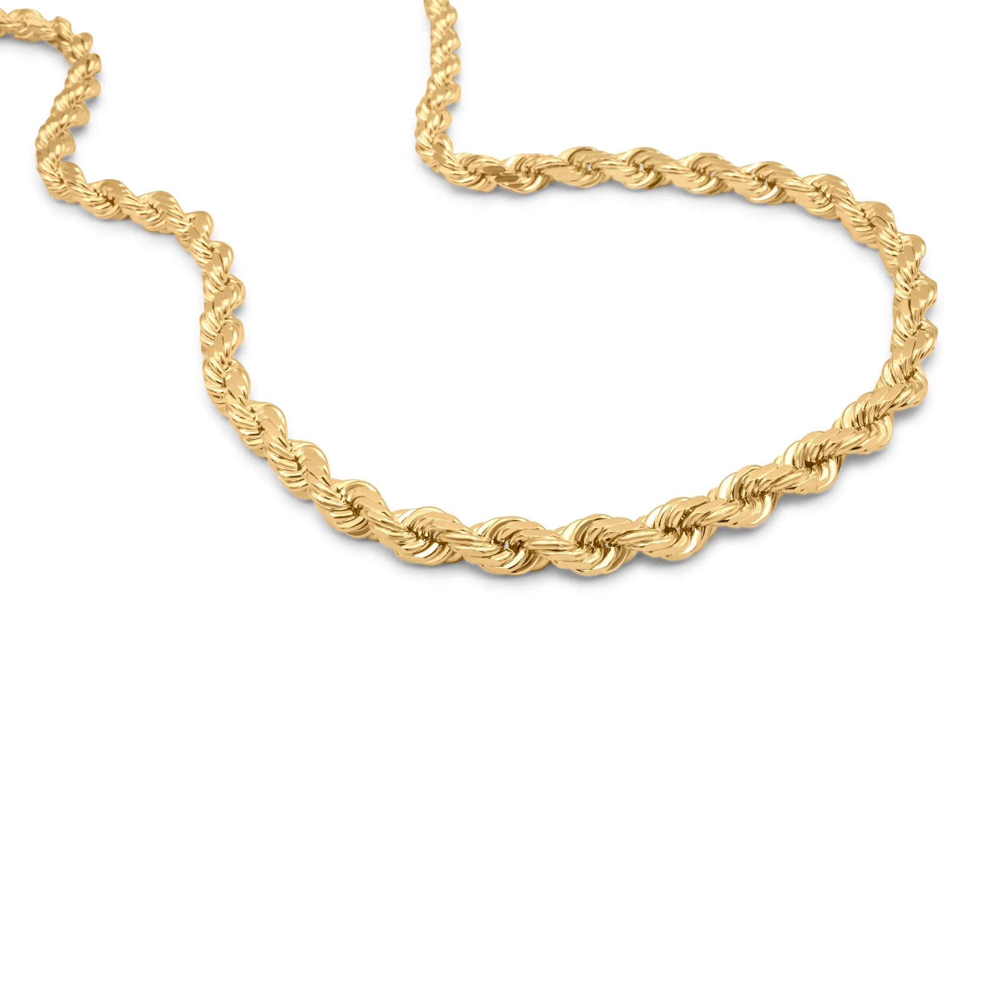 10K Yellow Gold Solid Rope Chain 6.5mm