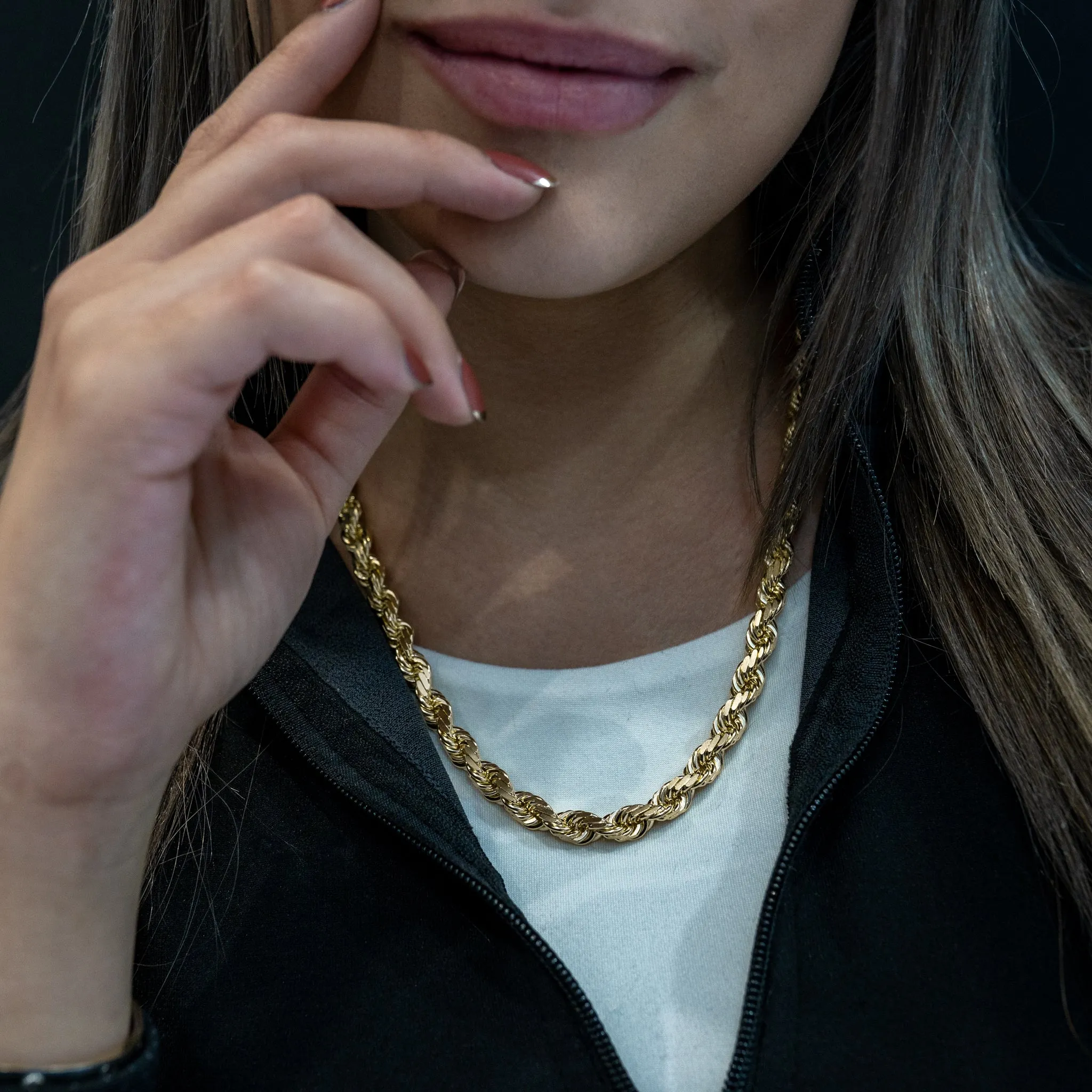 10K Yellow Gold Solid Rope Chain 6.5mm