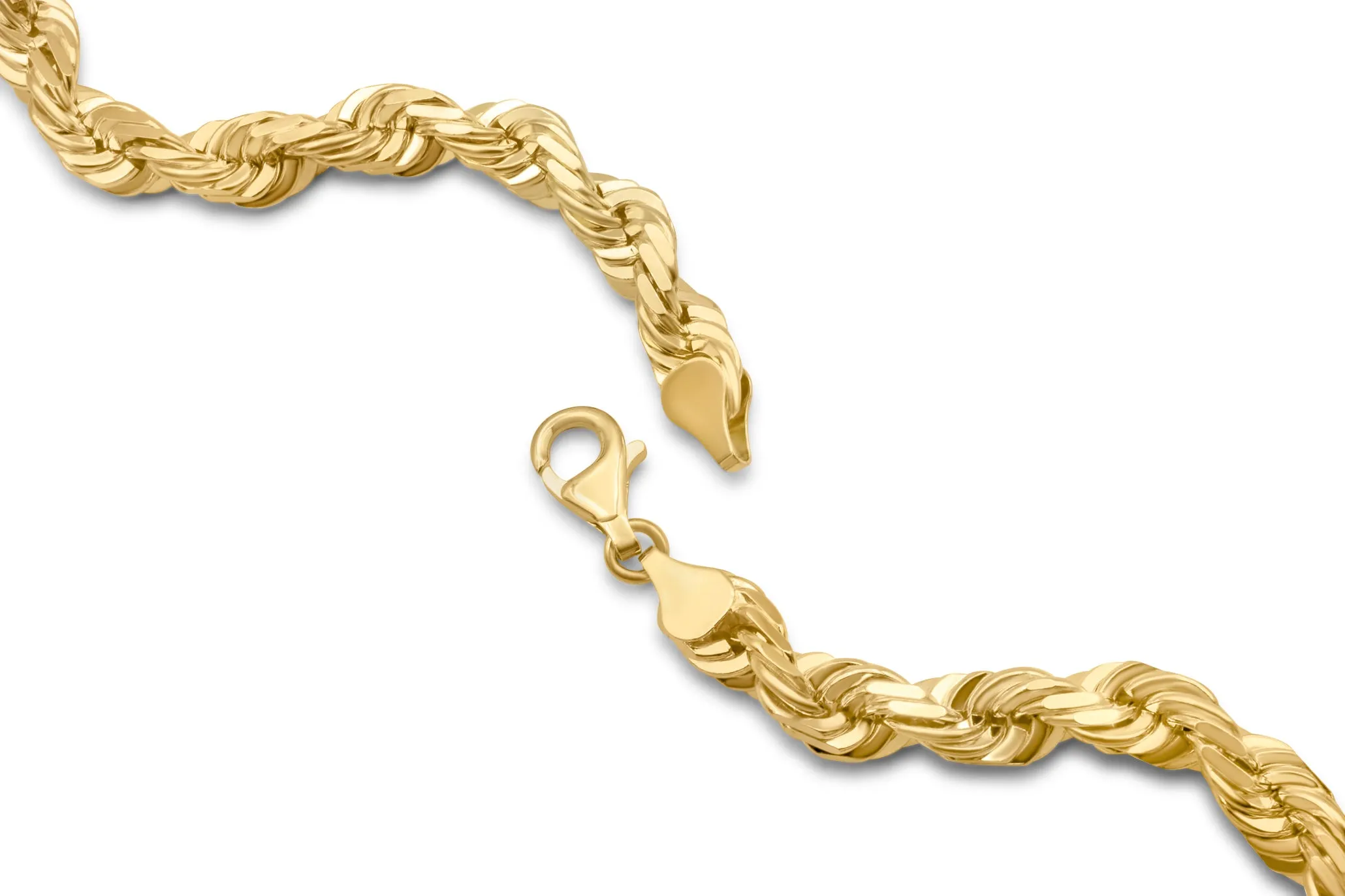 10K Yellow Gold Solid Rope Chain 7mm