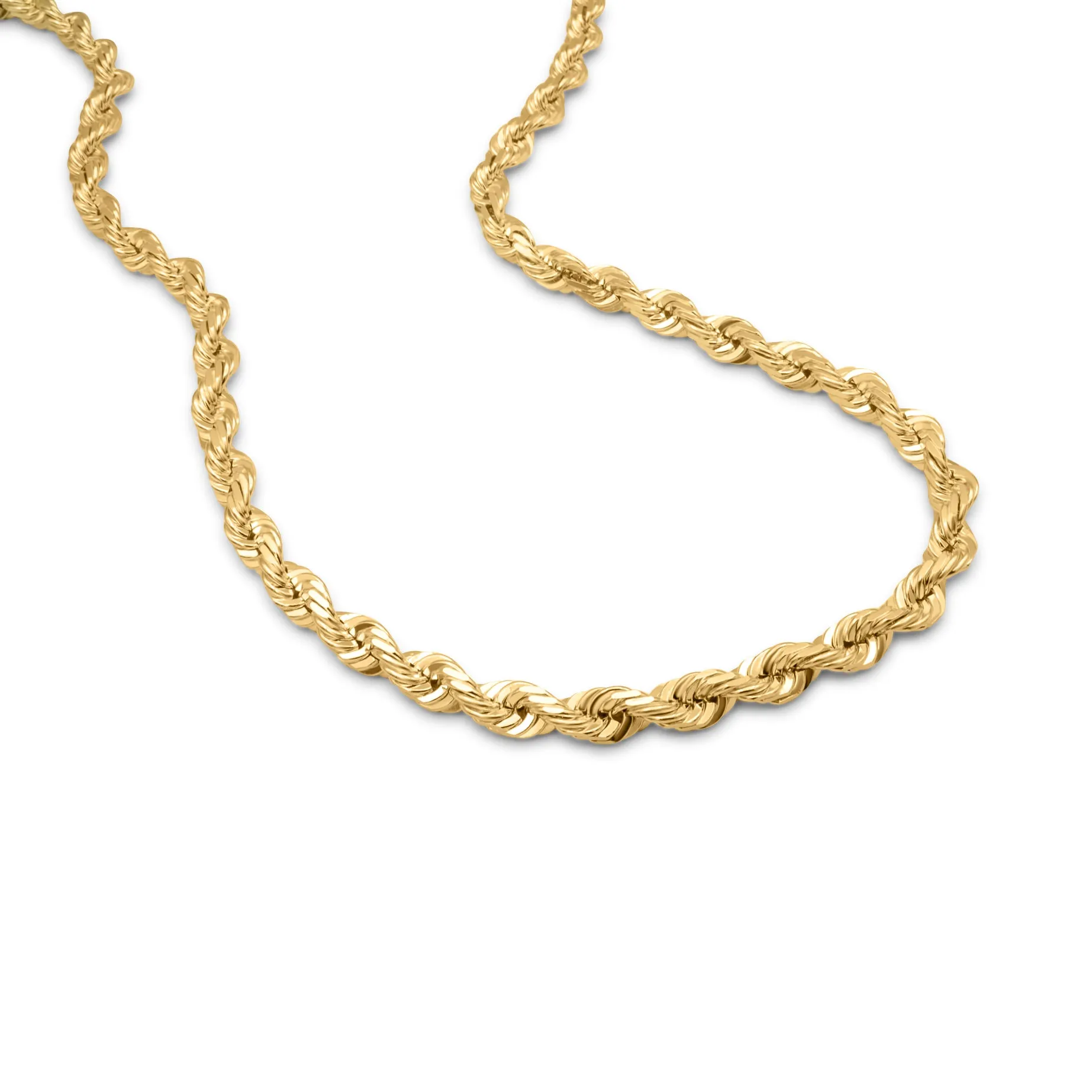 10K Yellow Gold Solid Rope Chain 7mm