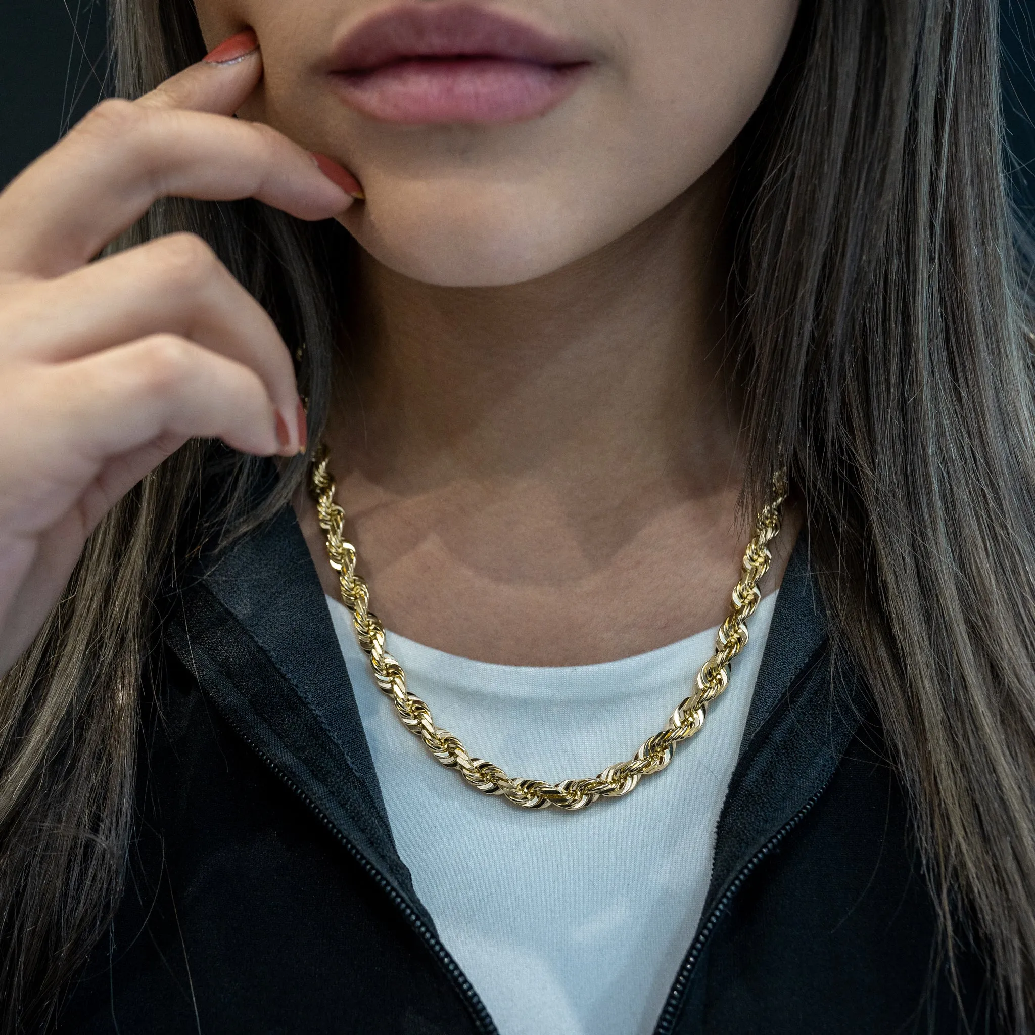10K Yellow Gold Solid Rope Chain 7mm