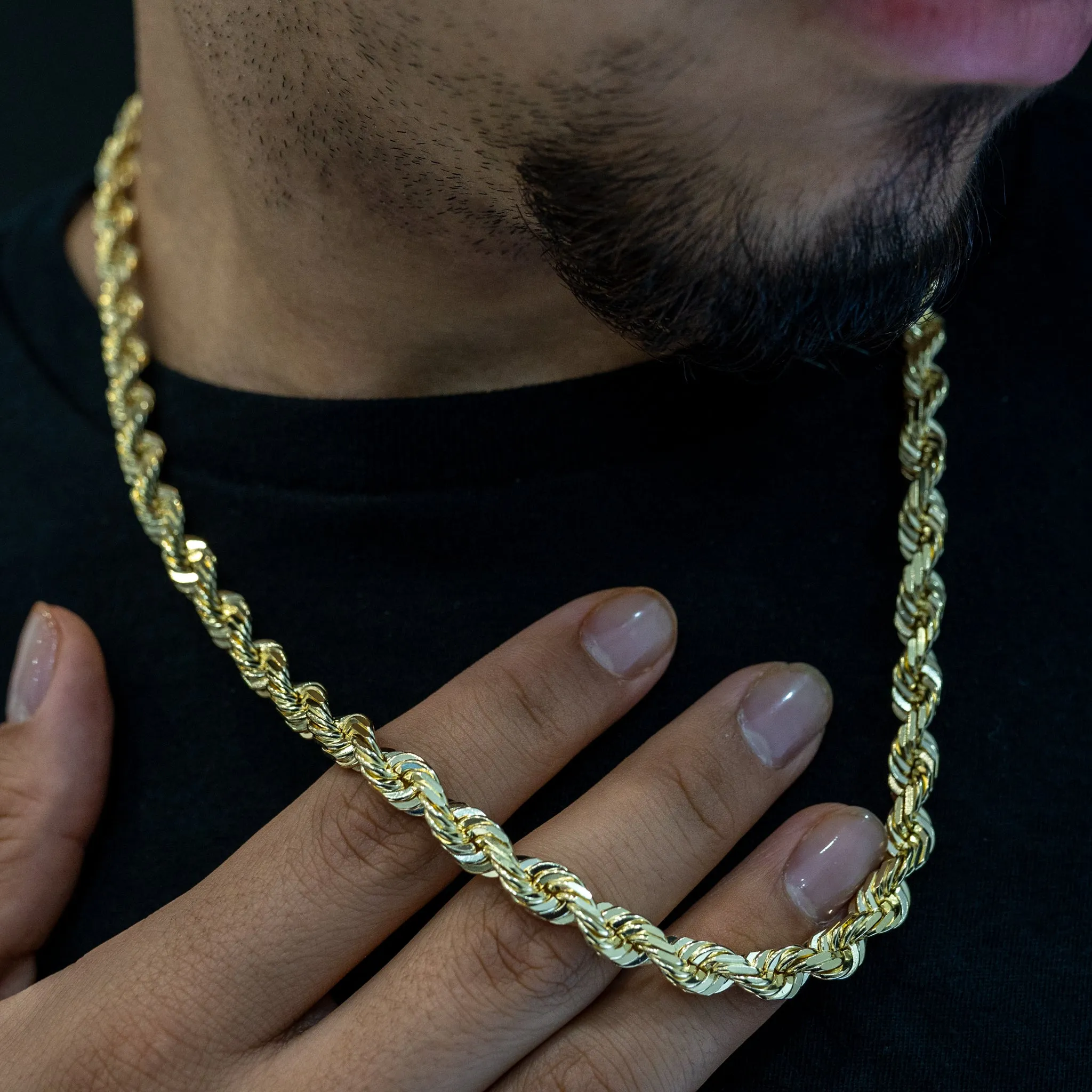 10K Yellow Gold Solid Rope Chain 7mm