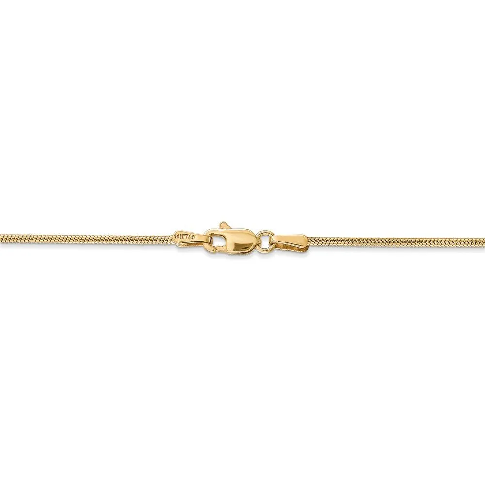 1.2mm 14k Yellow Gold Round Snake Chain Necklace