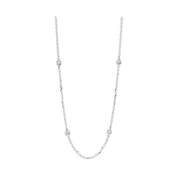 14KT White Gold & Diamond Classic Book Diamonds By The Yard Bracelet & Necklace Neckwear Necklace  - 1-1/2 ctw