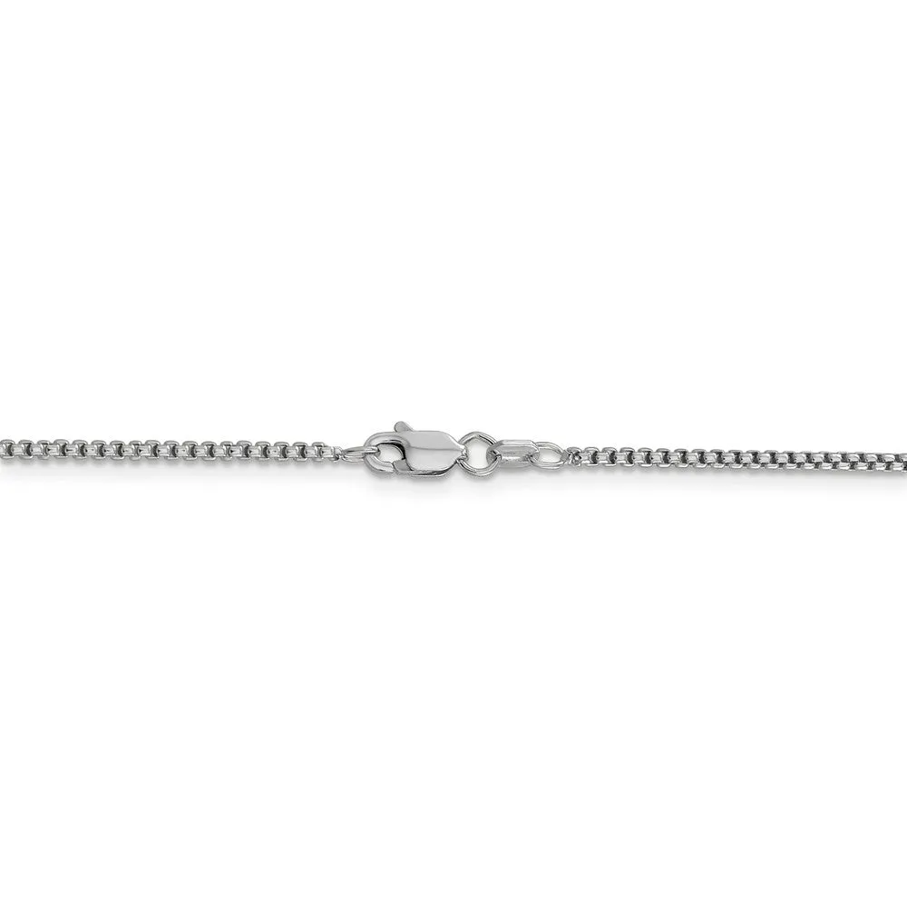 1.5mm 14k White Gold Hollow Round Box Chain Necklace