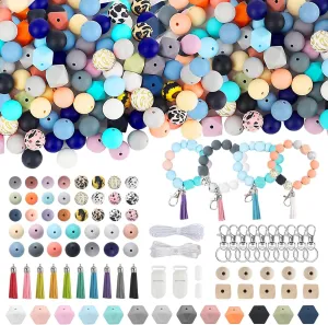 248Pcs Silicone Beads for Keychain Making Kit, 15Mm Silicone Beads Bulk, Multiple Styles & Colorful Rubber Beads for Keychains Making DIY Necklace Bracelet Jewelry Crafts
