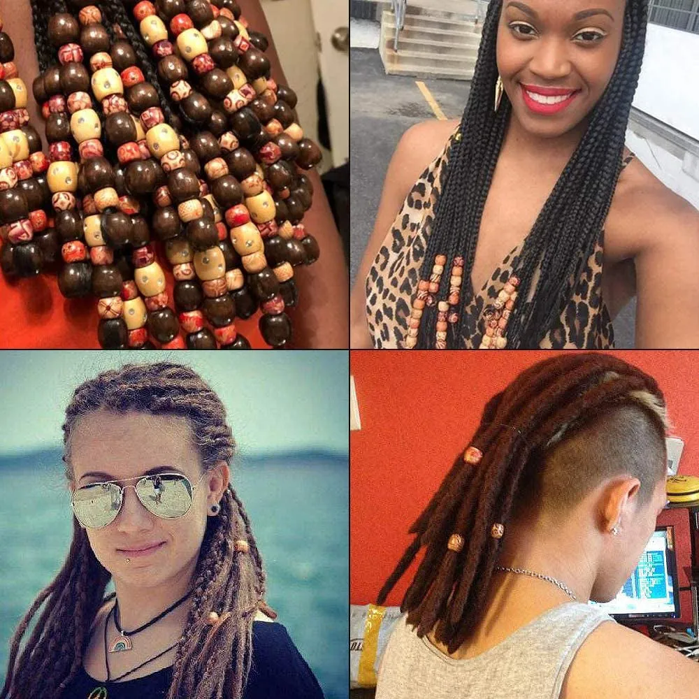 300Pcs 12Mm Painted Wooden Hair Beads, round Loose Wood Beads Bulk for Braids, African Beads for Hair, Jewelry Making, Craft DIY, Macrame Rosary Bracelet Necklace Making