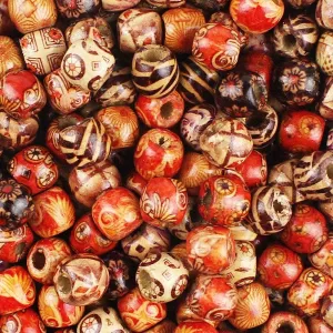 300Pcs 12Mm Painted Wooden Hair Beads, round Loose Wood Beads Bulk for Braids, African Beads for Hair, Jewelry Making, Craft DIY, Macrame Rosary Bracelet Necklace Making