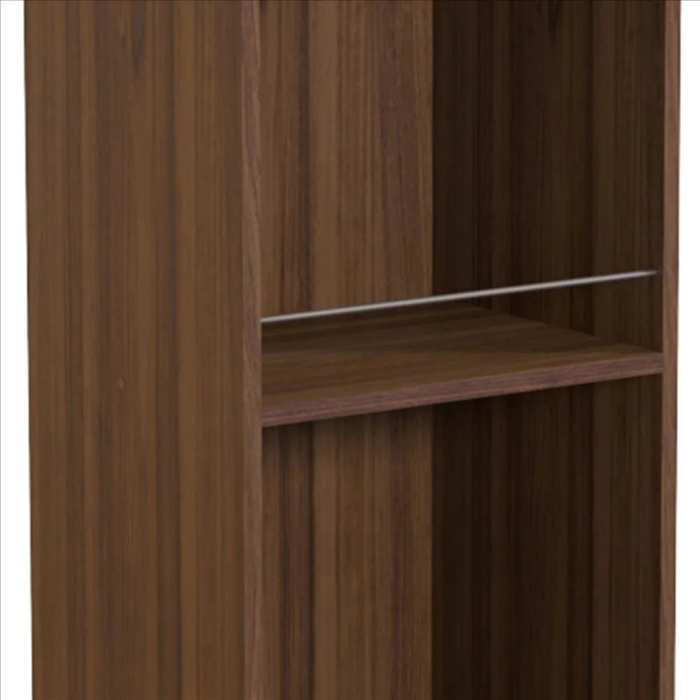 34 Inch 3 Tier Wine Rack, Metal Bar Accents, Wood Grain Details, Dark Brown By The Urban Port