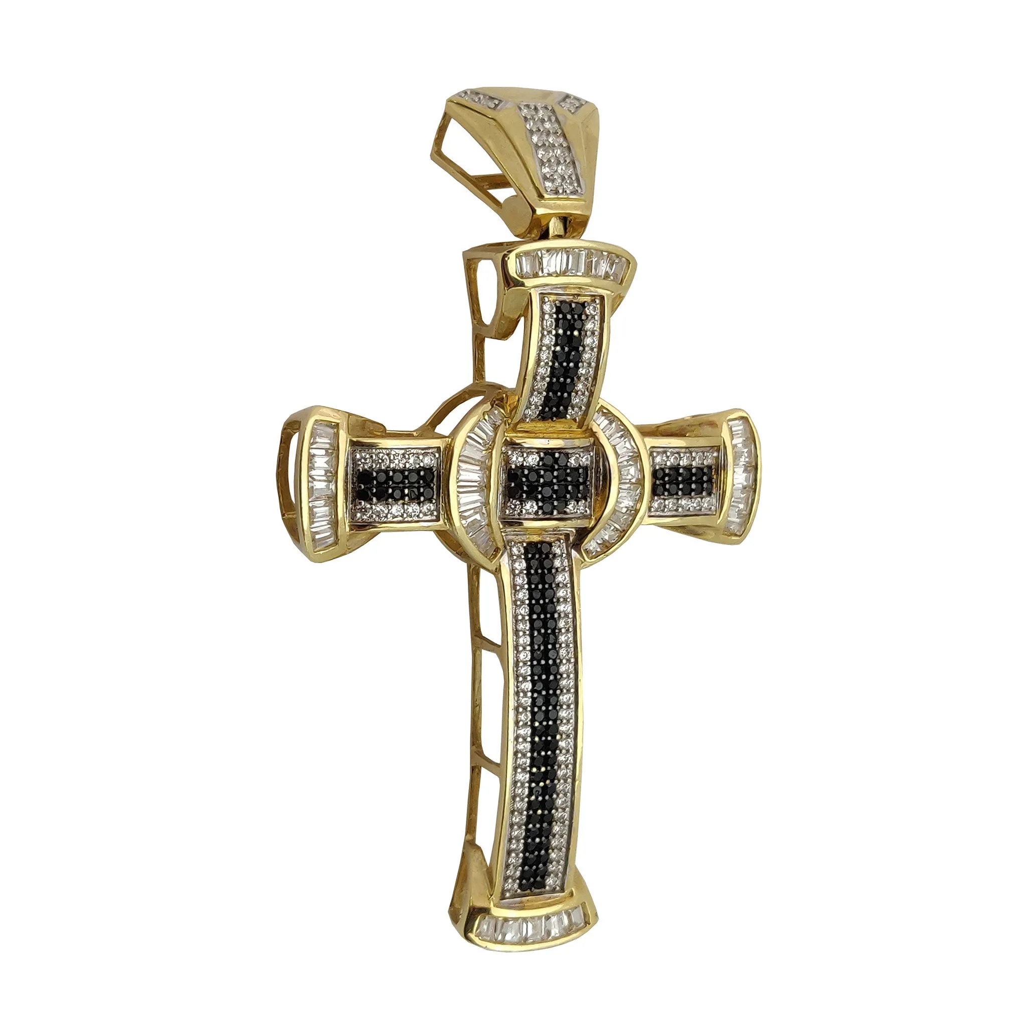 3D Iced-Out Cross CZ Pendant (14K)