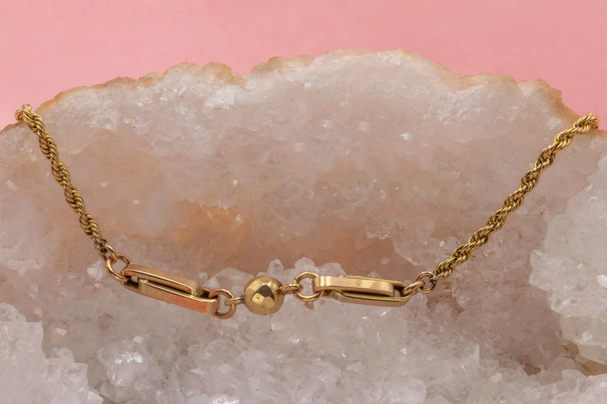 60" Antique 9ct Gold "Ball & Tether" Longuard Rope Chain, 25.2g
