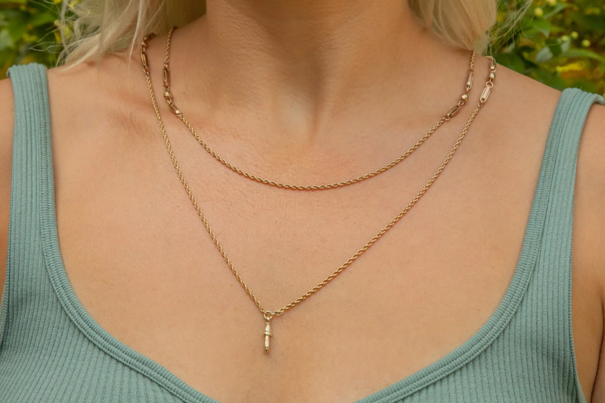 60" Antique 9ct Gold "Ball & Tether" Longuard Rope Chain, 25.2g