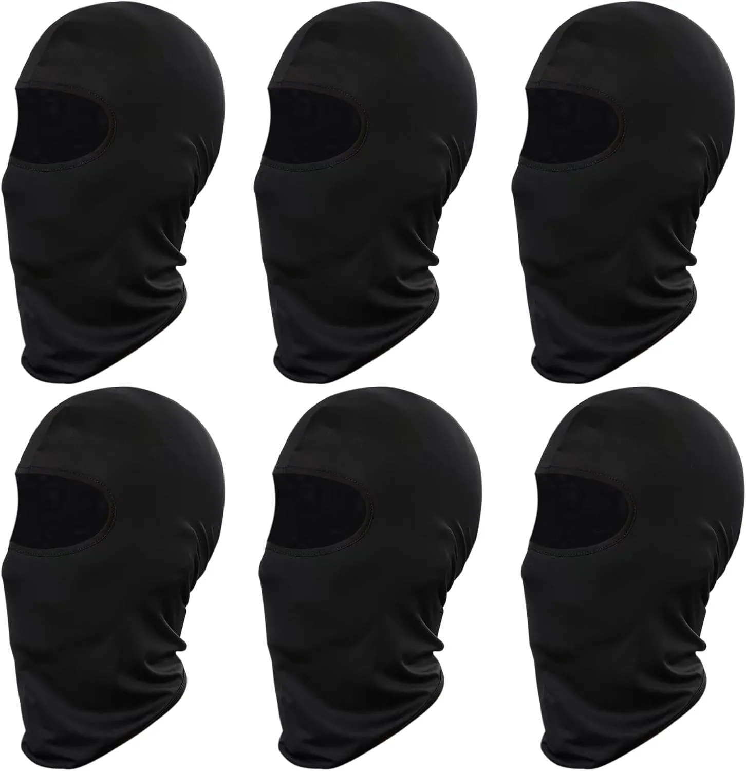 6pcs Ski Mask Balaclava Full Face Mask Cover Summer Face UV Protector Protection Windproof Men Women Outdoor Sports Black
