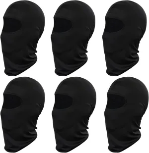 6pcs Ski Mask Balaclava Full Face Mask Cover Summer Face UV Protector Protection Windproof Men Women Outdoor Sports Black