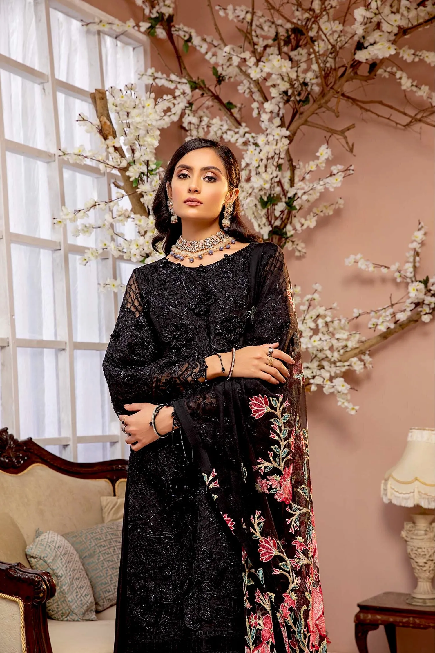 Adan's Libas Luxulia Embroidered Chiffon Collection – Midnight Sky
