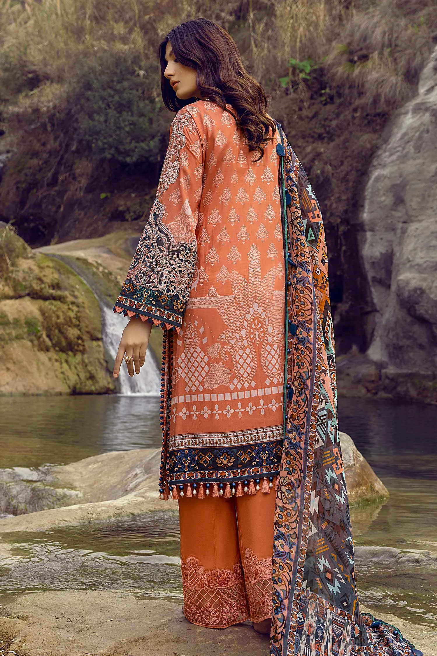 Adan's Libas Wadi-e-Soan Lawn Collection Peachy Punch -04