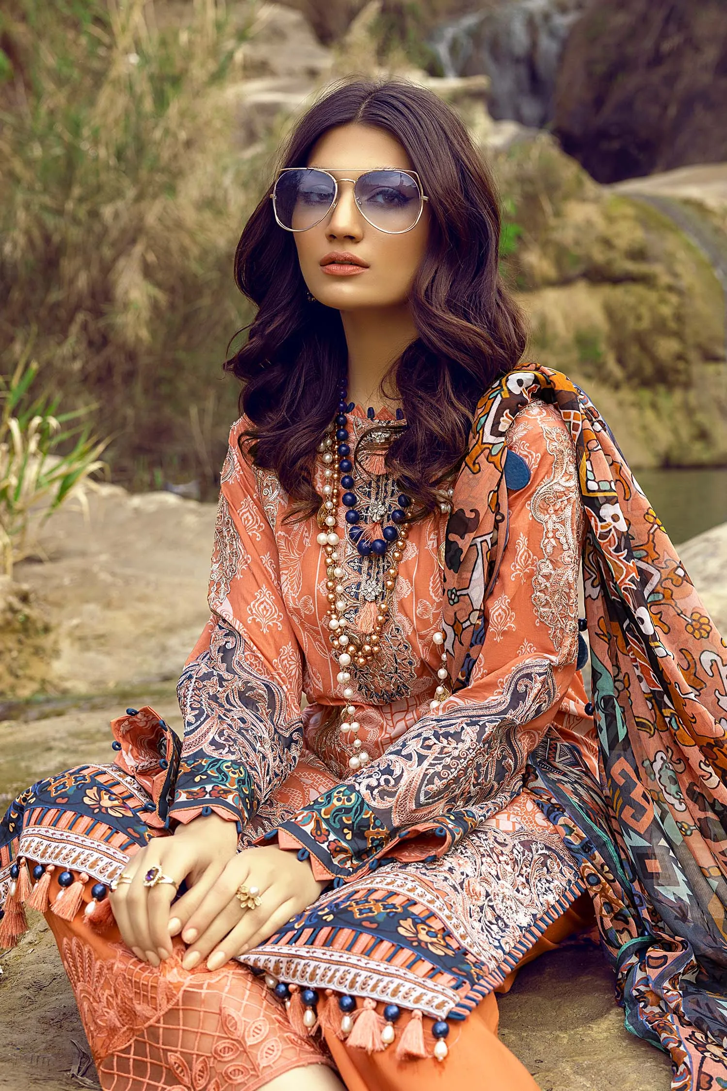 Adan's Libas Wadi-e-Soan Lawn Collection Peachy Punch -04