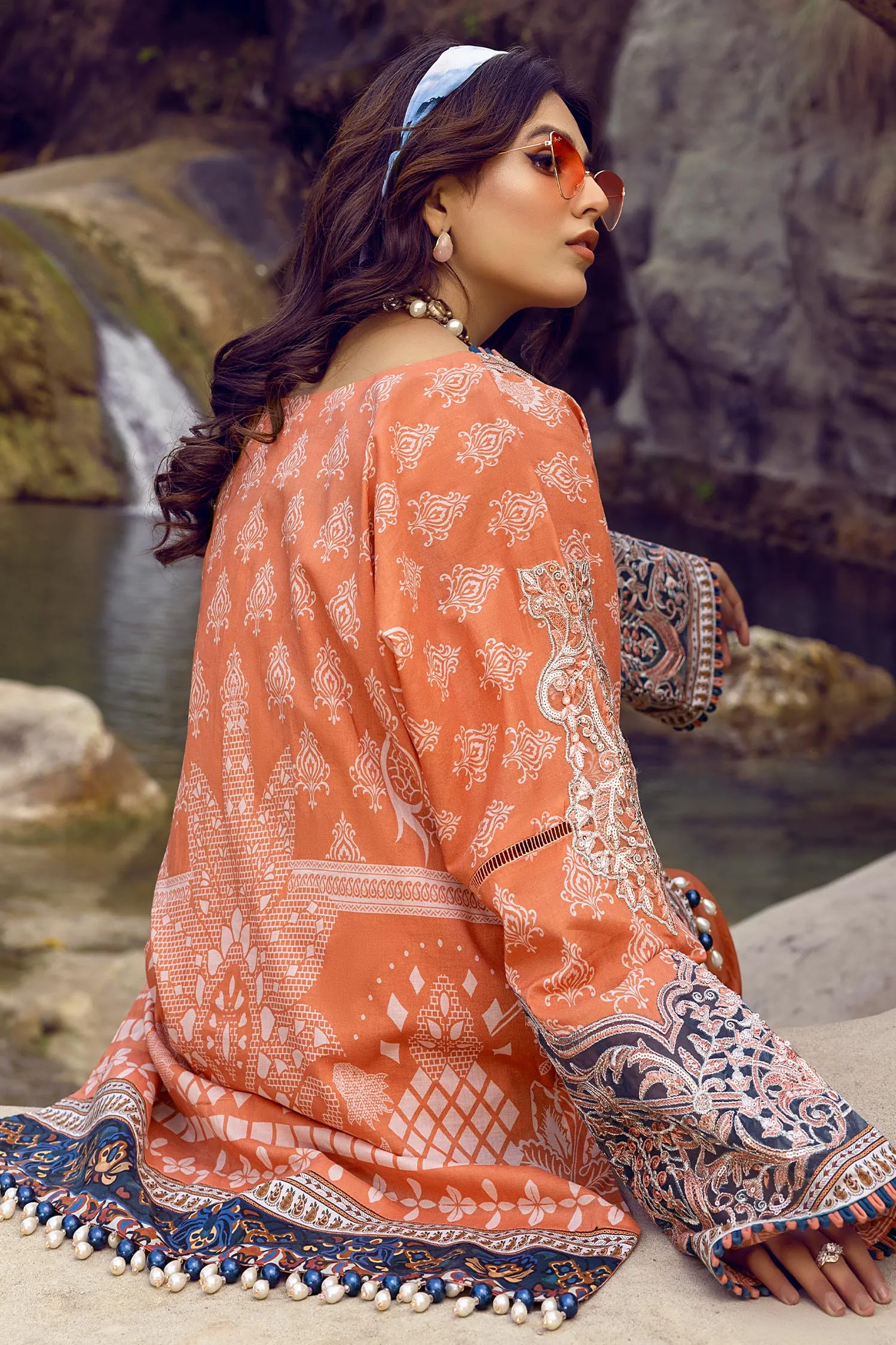 Adan's Libas Wadi-e-Soan Lawn Collection Peachy Punch -04