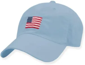 American Flag Needlepoint Performance Hat by Smathers & Branson Sky Blue