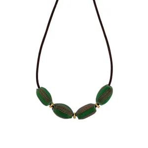 An African Green Striped Bead Necklace