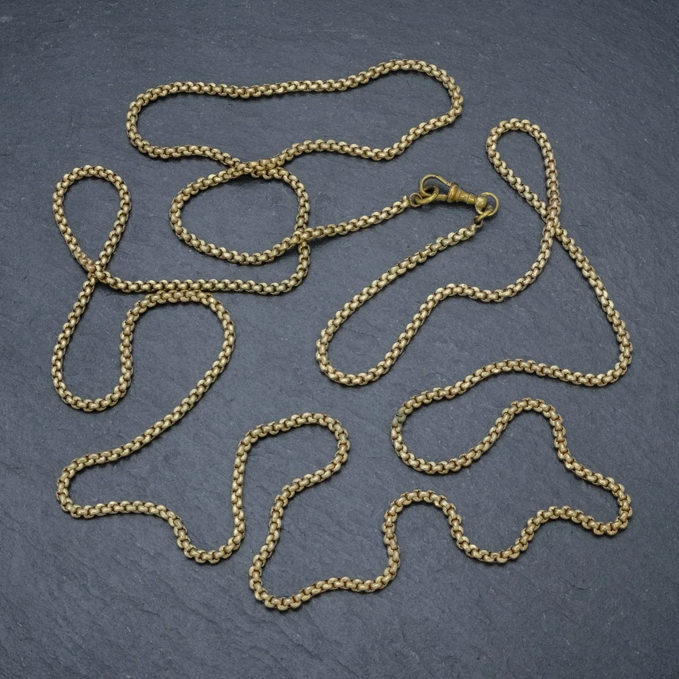 Antique Victorian Guard Chain 18Ct Gold On Silver Necklace Circa 1860