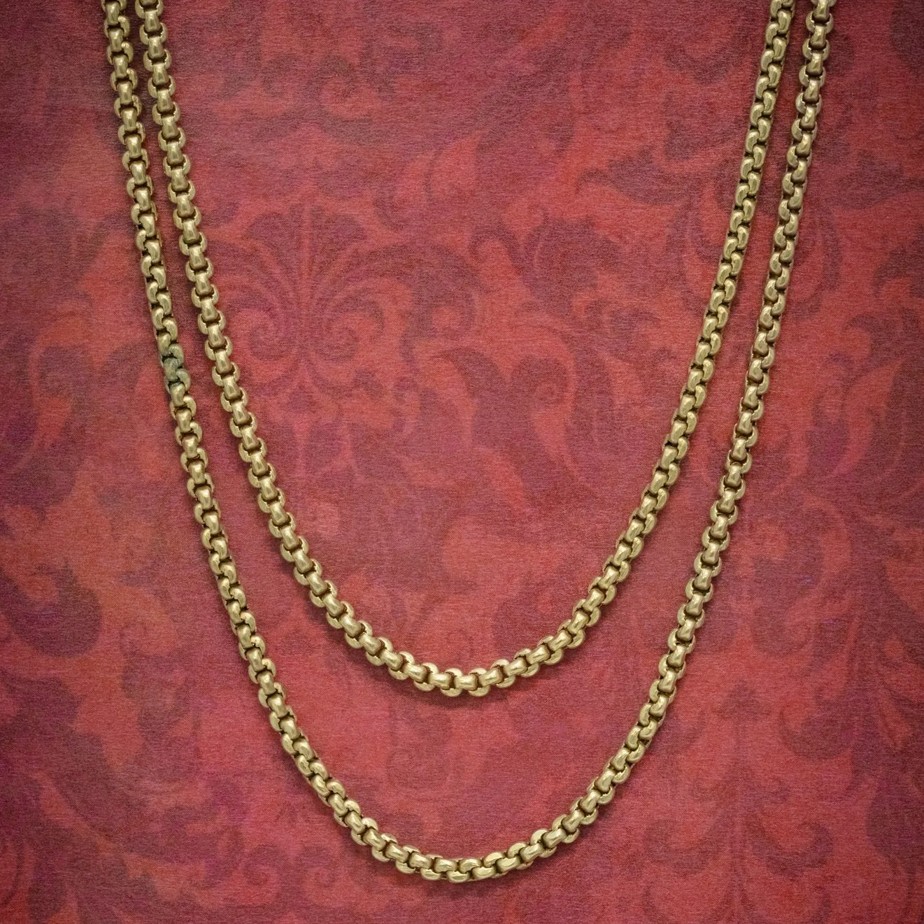 Antique Victorian Guard Chain 18Ct Gold On Silver Necklace Circa 1860