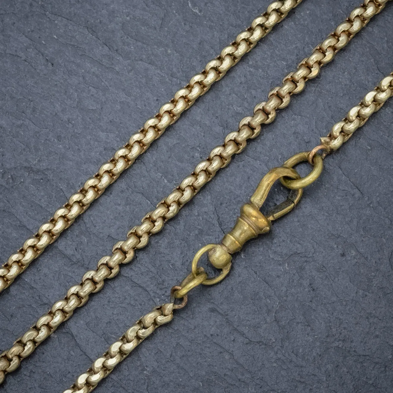 Antique Victorian Guard Chain 18Ct Gold On Silver Necklace Circa 1860