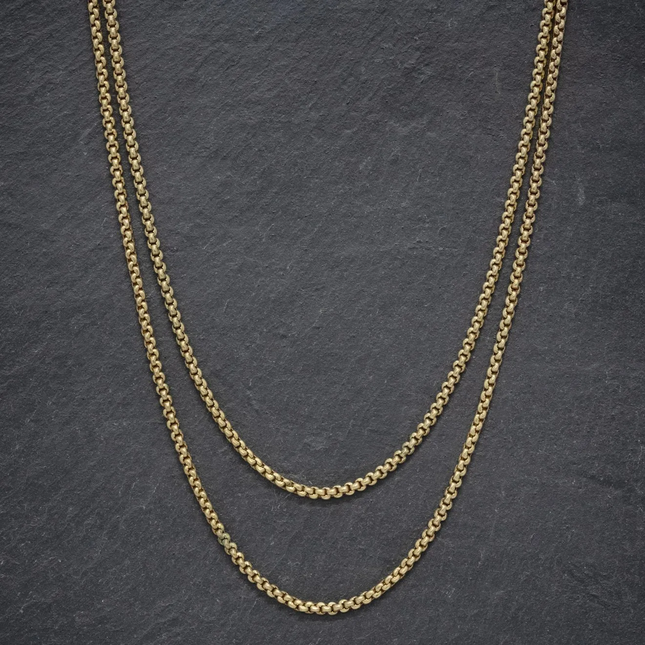 Antique Victorian Guard Chain 18Ct Gold On Silver Necklace Circa 1860