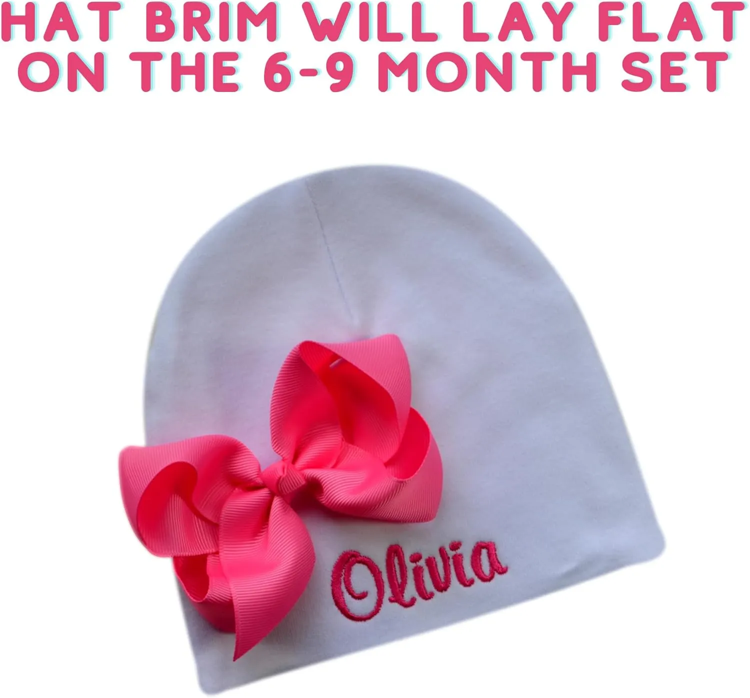 Baby Girl Embroidered INITIAL Bodysuit and MATCHING Grosgrain Bow Hat Personalized with Your Custom Name