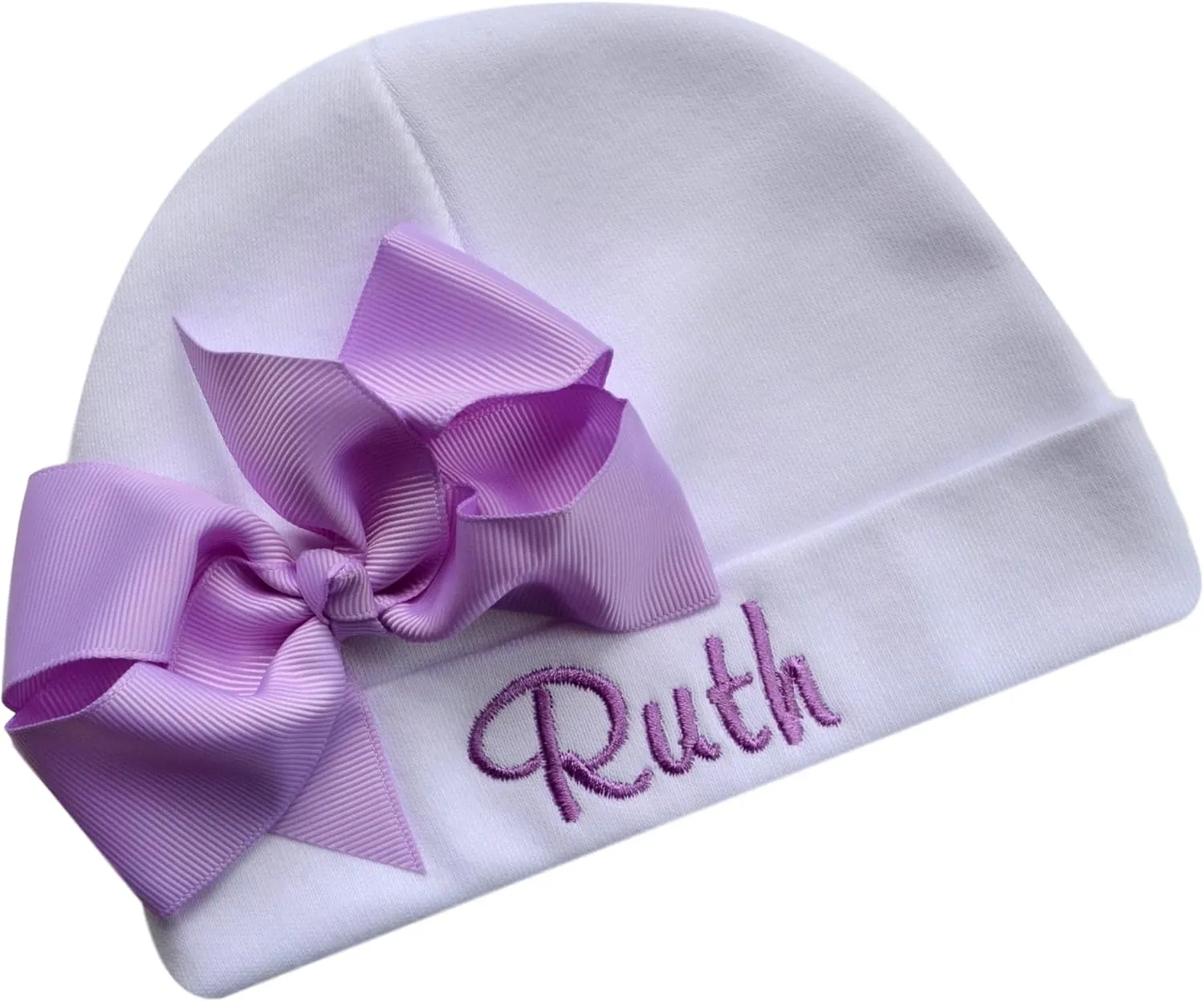 Baby Girl Embroidered INITIAL Bodysuit and MATCHING Grosgrain Bow Hat Personalized with Your Custom Name