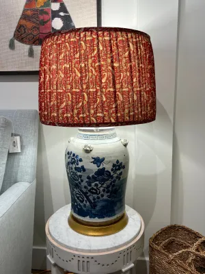 Blue and White Vintage Flower Bird Lamp