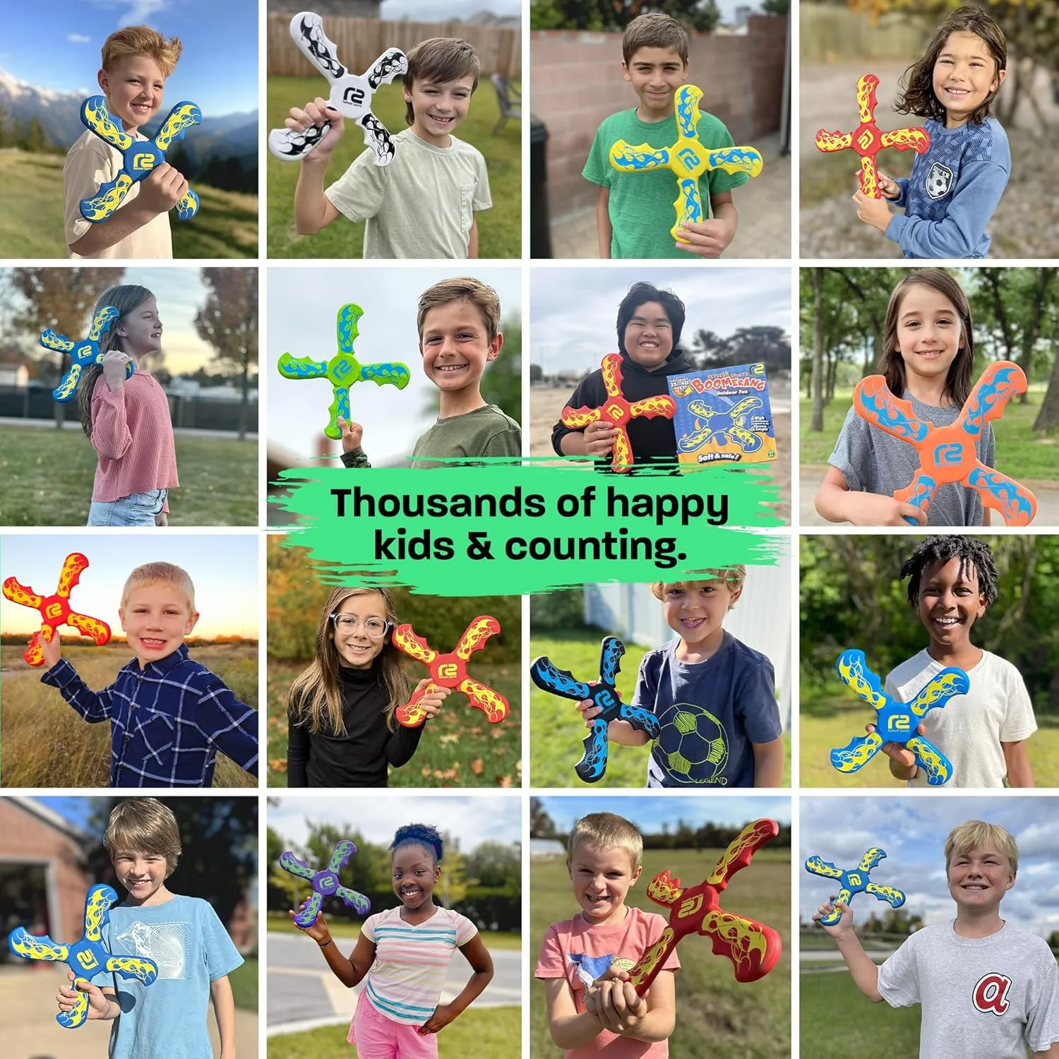 Boomerang for Kids - It Really Does Fly Back - Fun & Easy to Use Toy Gifts for Boys & Girls - Soft Foam Design Allows for Safe Play Perfect Beginner Toy Gift Idea & Kids Boy Birthday Party Activity