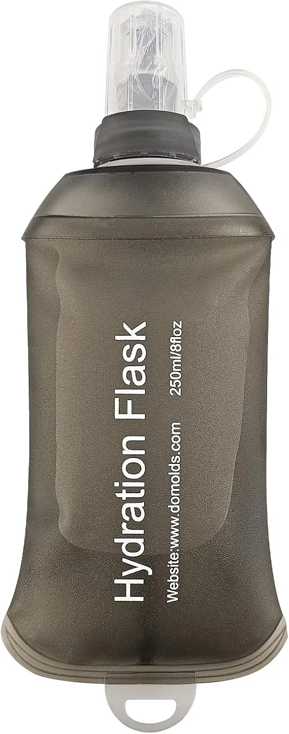 Buite 250ML Soft Flask, Portable TPU Soft Flask Running Bottles for Running Vest, Hydration Pack - Ideal for Hiking Cycling ClimbingGray)