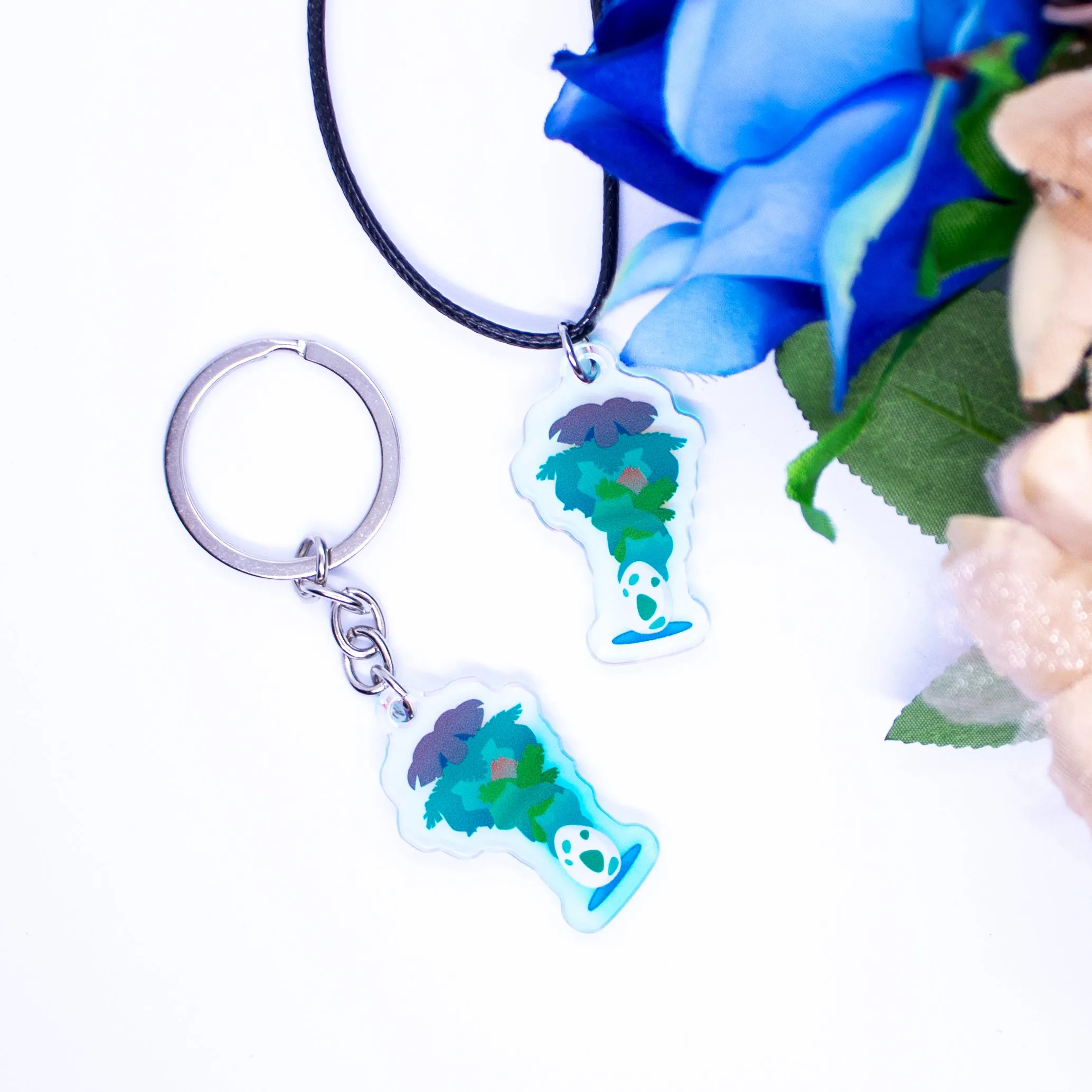 Bulbasaur Ivysaur Venusaur evolution Pokémon rainbow holografic acrylic necklace