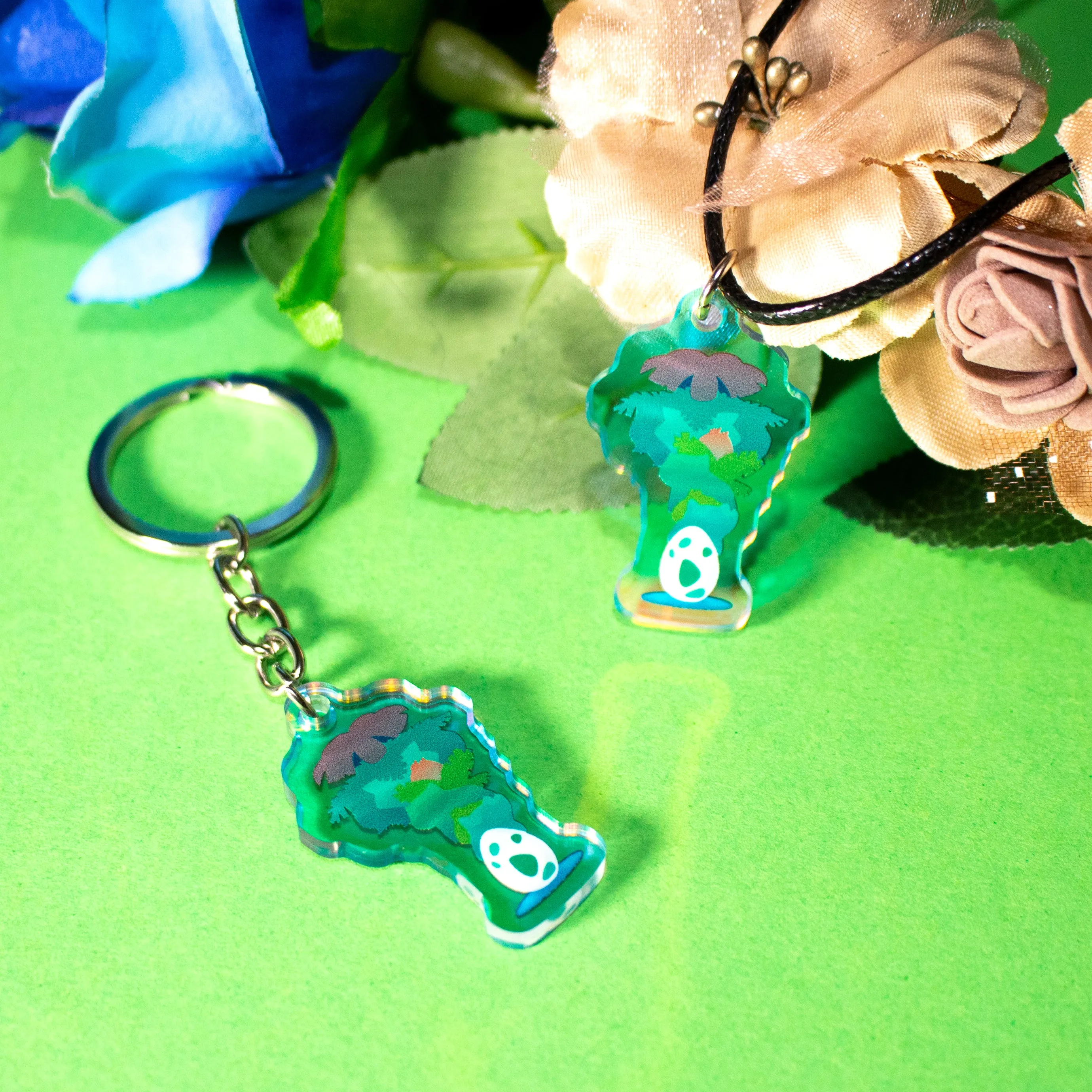Bulbasaur Ivysaur Venusaur evolution Pokémon rainbow holografic acrylic necklace