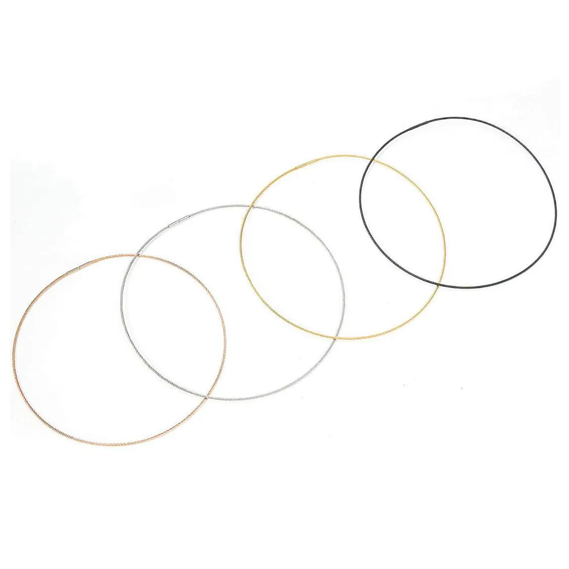 C015B B.Tiff Cable Wire Black Anodized Stainless Steel Chain Necklace
