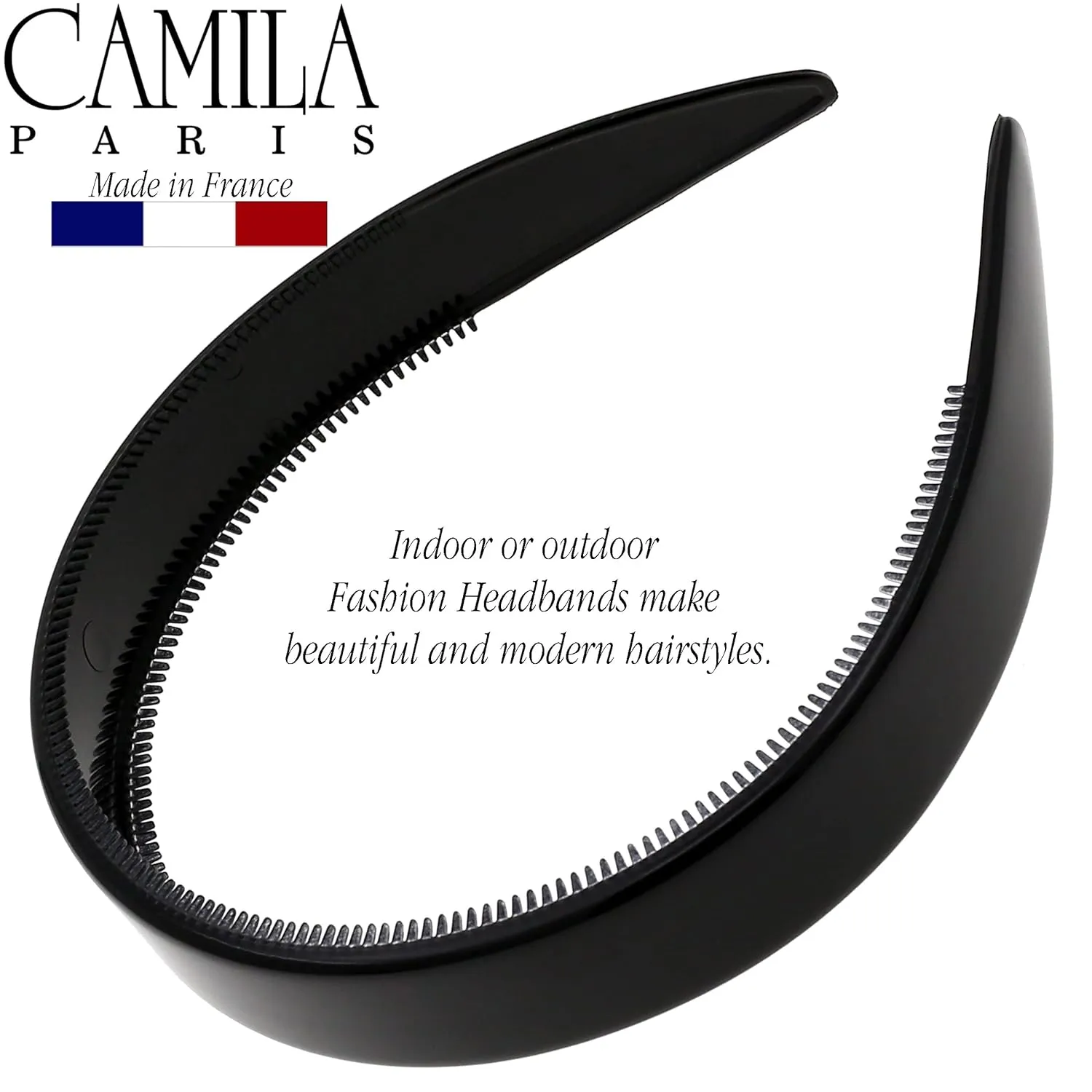 Camila Paris CP3013 French Fashion Headband for Women, Very Flexible with Teeth for Strong Hold Grip, Women's Hairband, No Slip Durable Styling Girls Hair Accessories, Made in France with Cellulose
