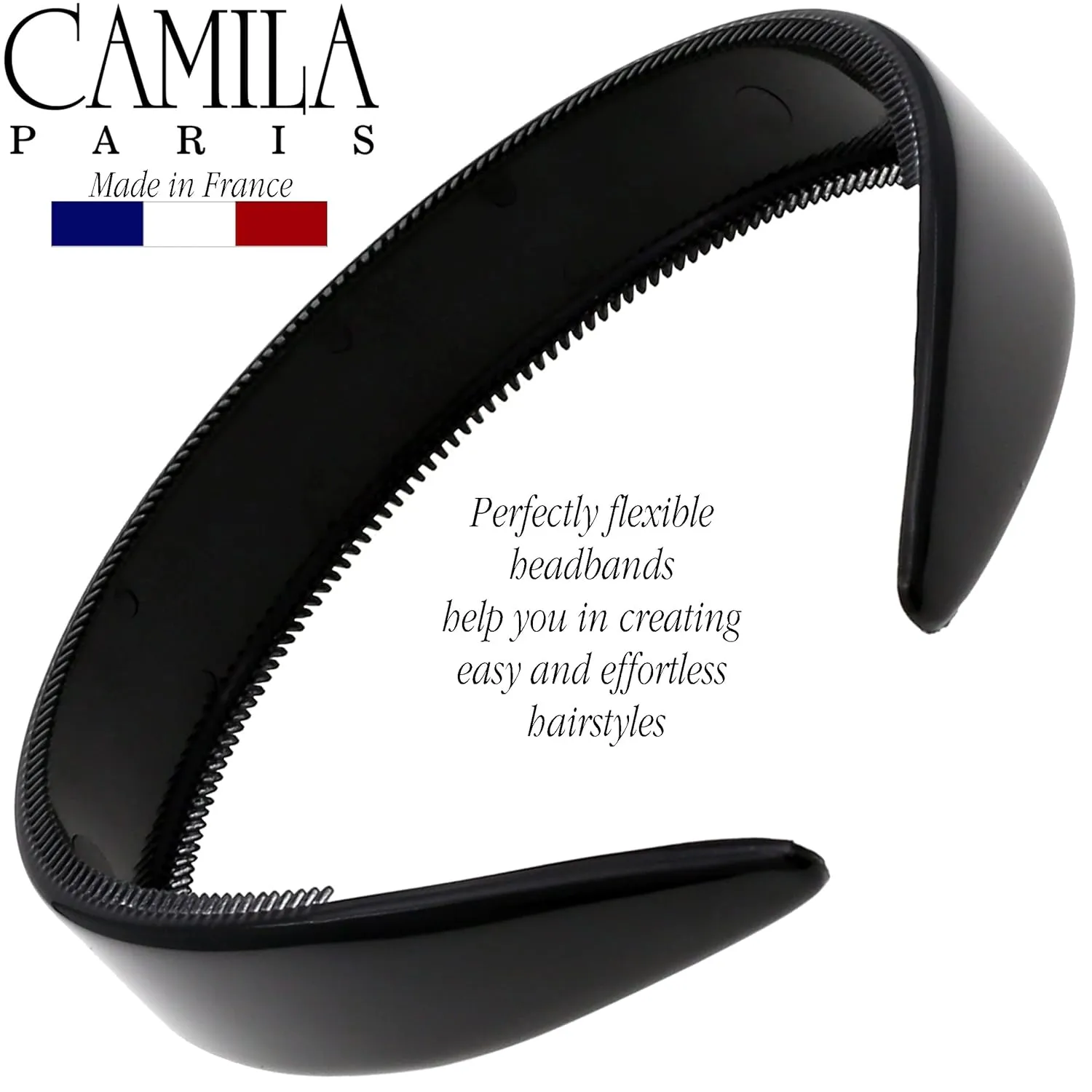 Camila Paris CP3013 French Fashion Headband for Women, Very Flexible with Teeth for Strong Hold Grip, Women's Hairband, No Slip Durable Styling Girls Hair Accessories, Made in France with Cellulose