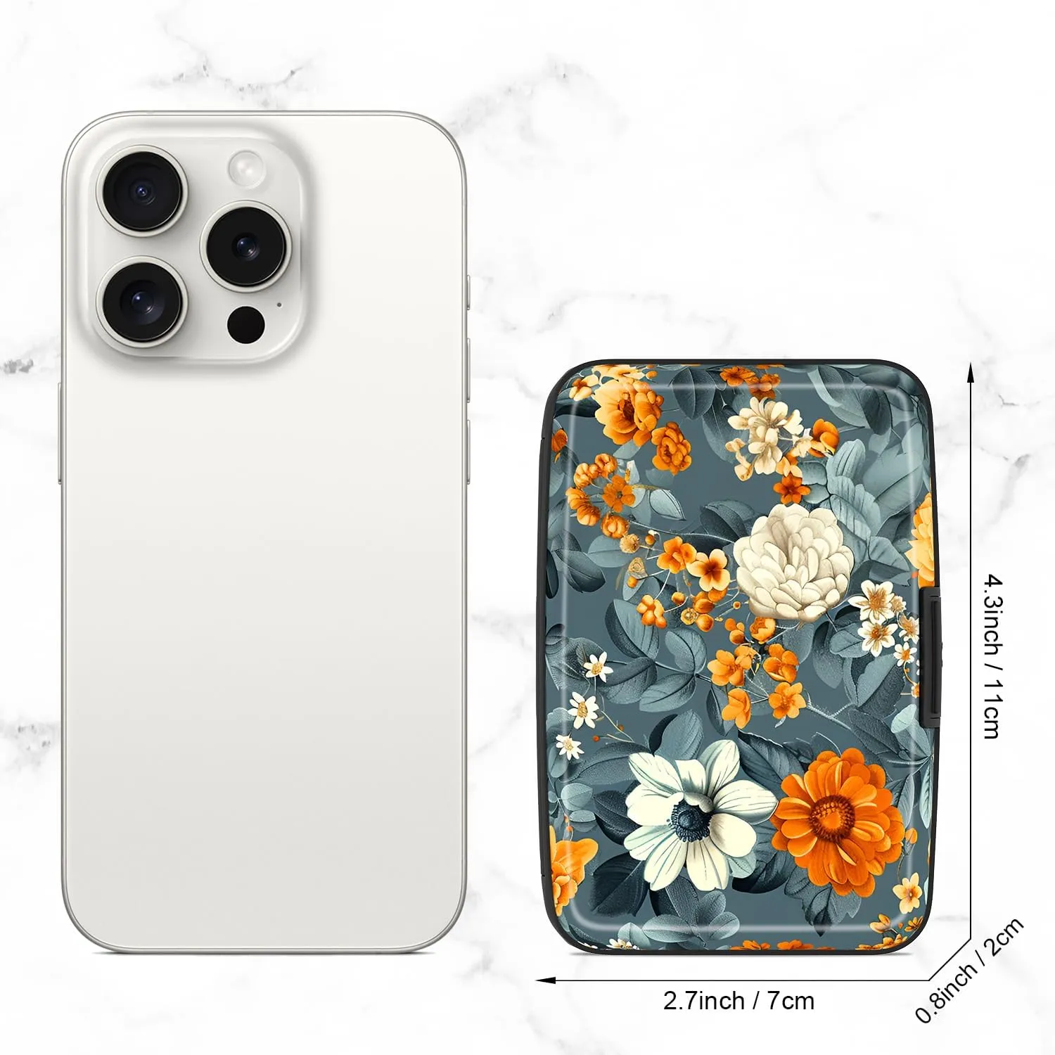 Card Holder Credit Cards Holder for Women RFID wallet women Business Card Holder Wallet Mini Aluminum Card Wallet RFID Blocking Slim Metal Hard Card for Women, Artistic Flower