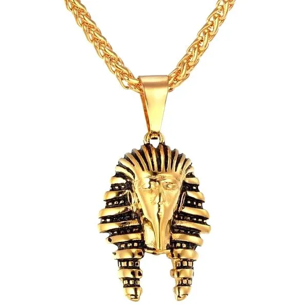Classy Men Gold Egyptian Pharaoh Pendant Necklace