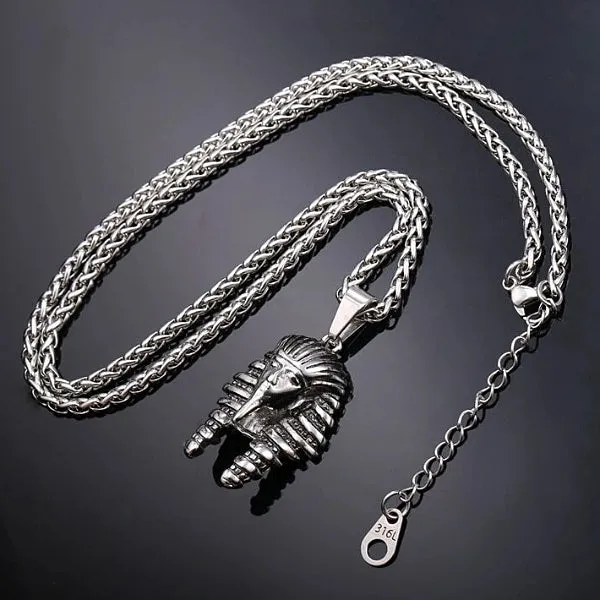 Classy Men Silver Egyptian Pharaoh Pendant Necklace