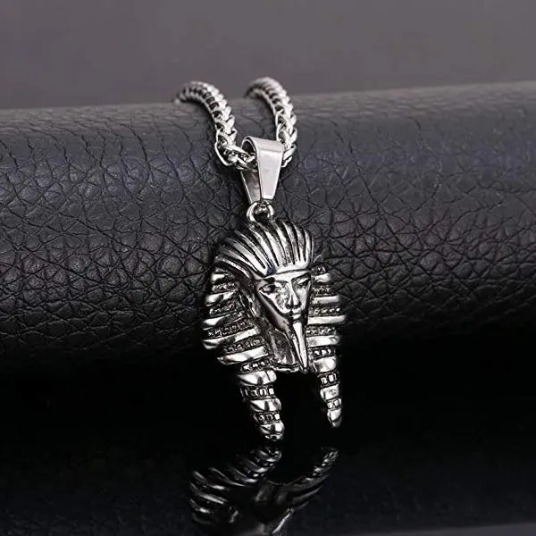 Classy Men Silver Egyptian Pharaoh Pendant Necklace
