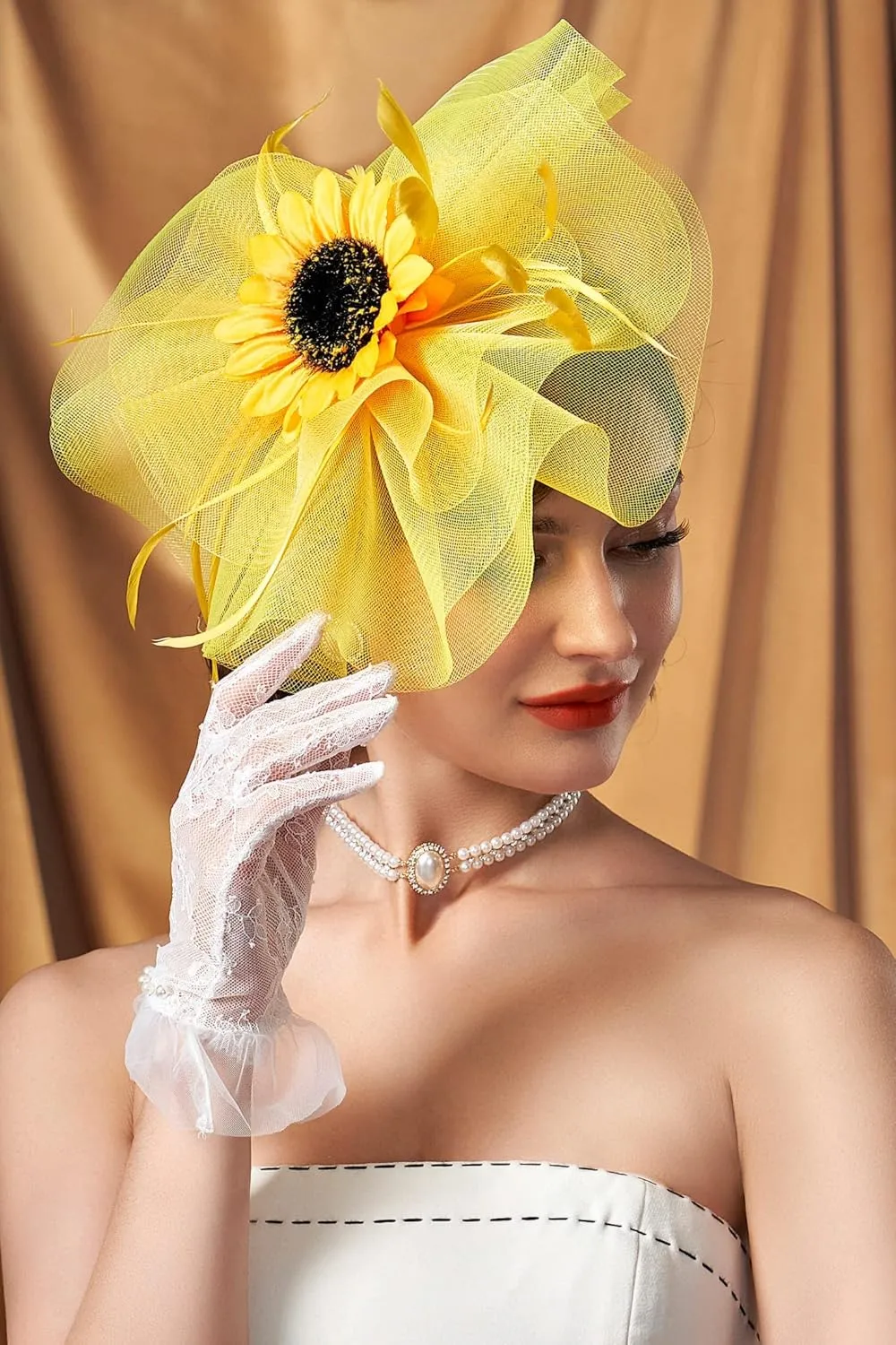 Coucoland Sunflower Hat Fascinators for Women - Flower Floral Church Tea Party Derby Hats Fascinator Headband