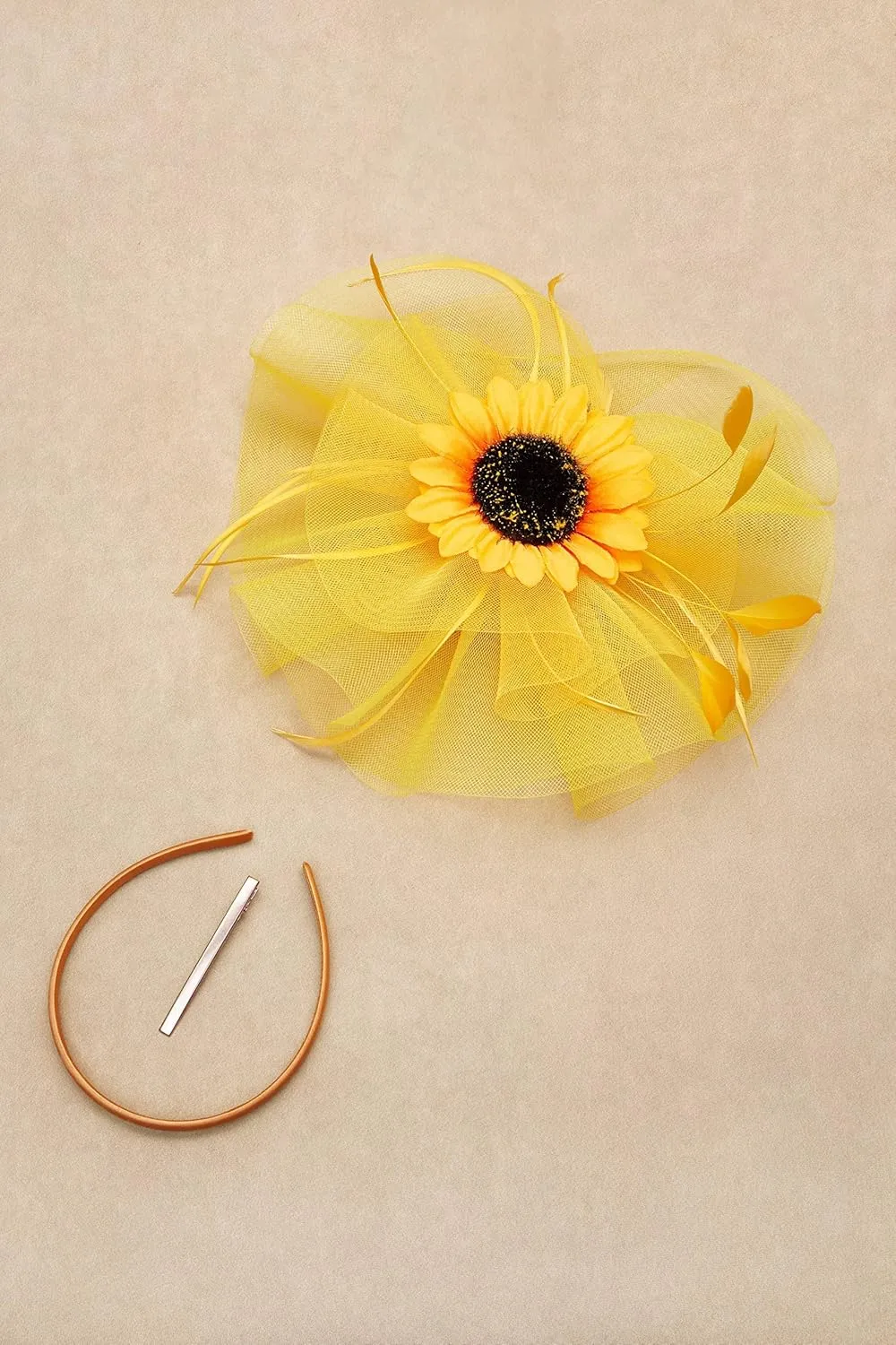 Coucoland Sunflower Hat Fascinators for Women - Flower Floral Church Tea Party Derby Hats Fascinator Headband