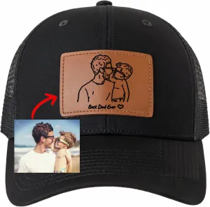 Custom Photo Outline Trucker Hat Dad and Son Matching Hat, Papa Gifts from Daughter Son for Men, Unique Daddy, Fathers Day Hat for Men, Baseball Father Birthday Gift from Daughter Christmas