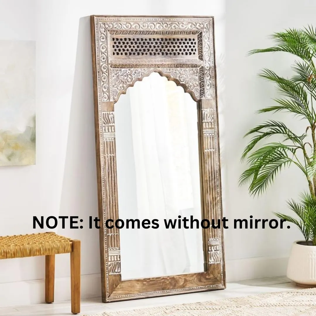 DENCOITRY Wooden Jharokha Full Length with Intricate Carvings || Antique Finish || Without Mirror || 60 X 24 inches ||