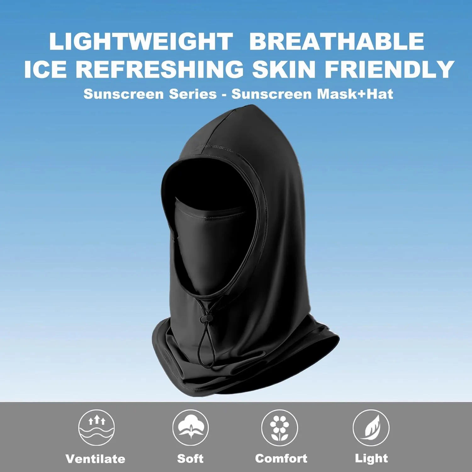 Detachable Balaclava Ski Mask, UV and Dust Resistant Face Mask, Lightweight, Breathable, Suitable for Cycling,Hiking